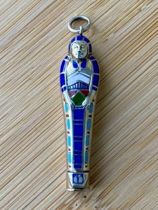 Egyptian Revival Mummy  VTG pendant 1920s telescopic pencil enamel sarcophagus - Picture 1 of 10