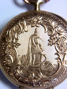585 GOLD DAMENTASCHENUHR & KETTENSCHIEBER,LOHENGRIN RICHARD WAGNER UM 1900 - Bild 1 von 15