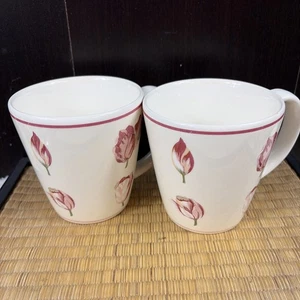 2 WAVERLY GARDEN ROOM LANE FLORAL MUGS tulips! Columbia - Picture 1 of 5