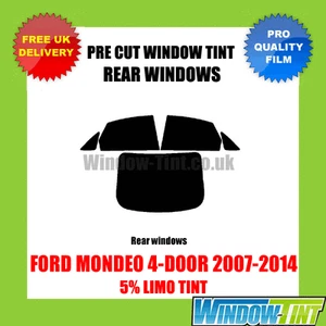 Pre Cut Window Tint for Ford Mondeo 4-door Saloon 2007-14 5% Limo Black Rear - Picture 1 of 1