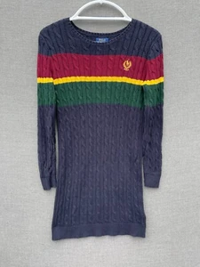 Polo Ralph Lauren Sweater Dress Girls Large Cable Knit Striped Long Sleeve - Picture 1 of 11