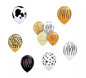 5 X Luftballons mit Tiermotiv Geburtstag Party Latexmotiv 11 Zoll Kuhpfote Leopard Tiger - Bild 1 von 6