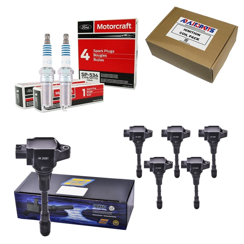 6 bobinas de encendido Herko B185 + 6 bujías de iridio OEM SP534 para Altima Murano Foto 1 de 4