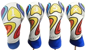 Majek Retro Golf #1 3 5 X Driver Wood Headcover Psychedelic Design Vintage Style - Picture 1 of 10