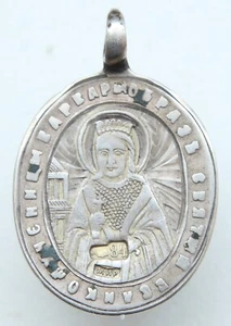 Russian Orthodox Silver Pendant Medallion ''SAINT VARVARA'' 84 Mark - Picture 1 of 5