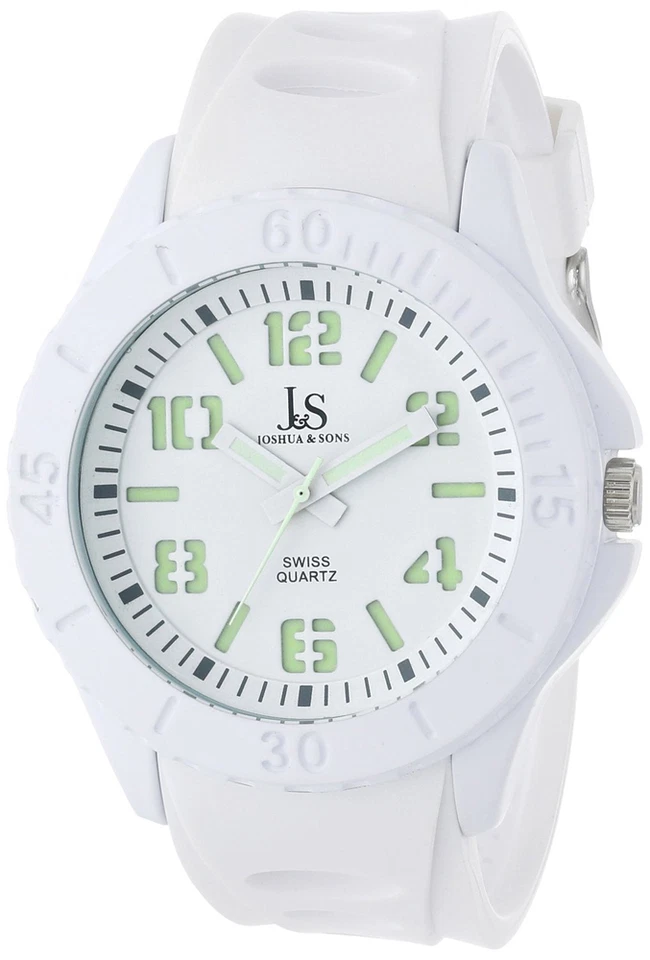 Reloj Joshua & Sons para hombre esfera blanca correa de silicona JS-37-WT Foto 1 de 1
