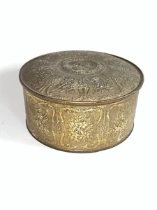 Contenitore fantasia profilo greco vintage latta oro Guildcraft Chicago USA 8" W x 4" - Foto 1 di 6