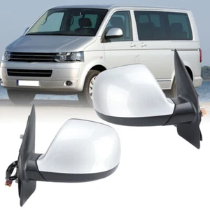 5Pin Pair Electric Door Mirror Heated For VW T5 Transporter 2010-15 Silver Grey - Picture 1 of 15