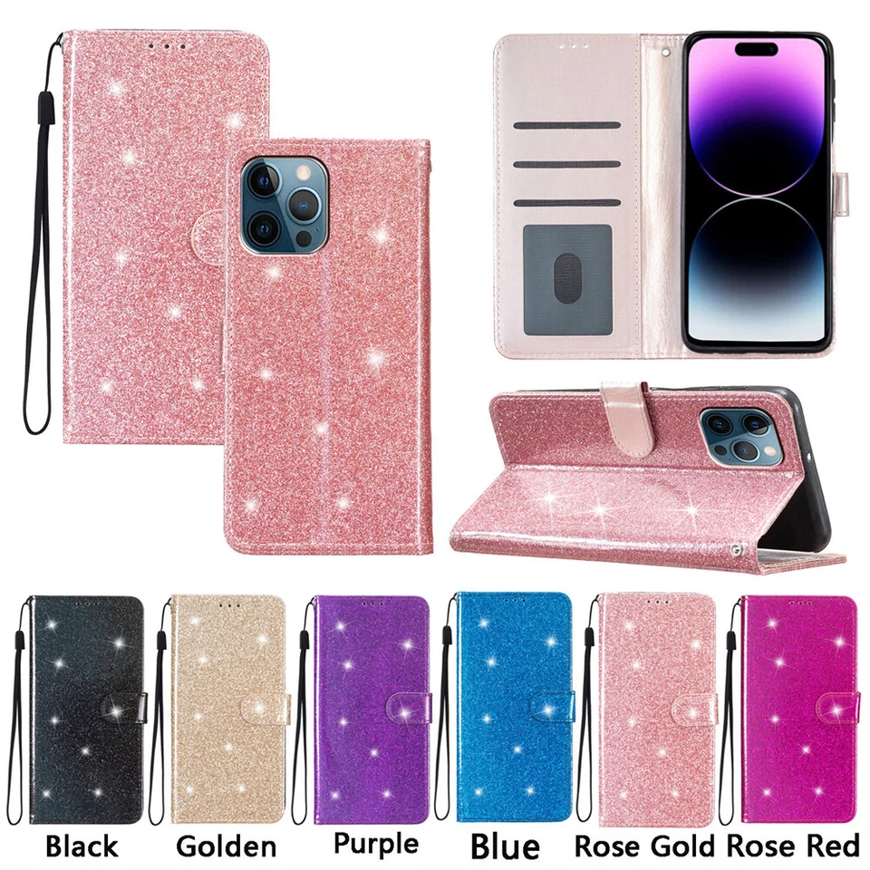 For Samsung Galaxy "A" Series Magnetic Glitter Leather Flip Card Wallet Case - Image 1 of 1