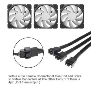 2 divisor de alimentación de ventilador de computadora de escritorio 3 vías 4 pines adaptador de cable Pwm 10 pulgadas - Imagen 1 de 3