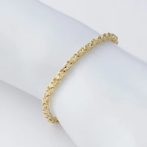 Vintage 10K Yellow Gold Chain Bracelet Diamond Cut Box Link - Picture 1 of 7