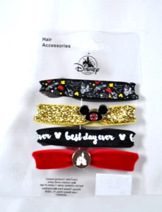 Disney Set/4 Castle Mickey Ears Park Icons Best Day Ever Hair Tie Accessories - Picture 1 of 4