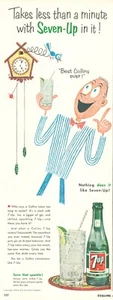 Seven Up 7up soda cocktail beverage cuckoo clock collins 1950's 1957 print ad - Picture 1 of 1