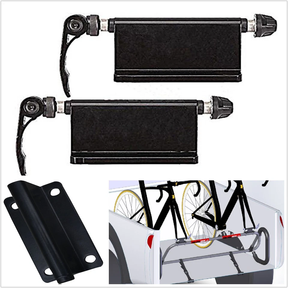 2 Pcs Alloy Car Pickup Bed Rack Bicycle Quick Release Fork Mount Carrier Holder - Image 1 of 4