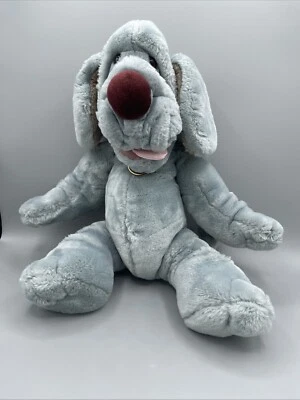 Peluche marioneta de mano Ganz Bros Wrinkles 1981 vintage gris perro 18" con etiqueta Foto 1 de 4