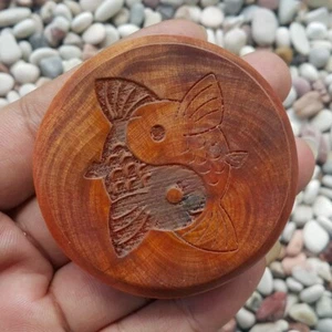 6 Cm Translúcido Raja Kayu Losa Yin Yang Koi Grabado Borneo Agathis Alba - Imagen 1 de 6