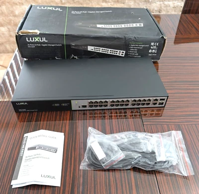 New Luxul XMS-2624P 26 Port/24 POE+ Gigabit Managed Switch - Image 1 of 4