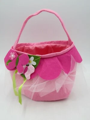 Pottery Barn Kids Felt Butterfly Tulle Halloween Holiday Treat Bag Pink #9968Q - Image 1 of 2