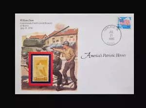 1990 AMERICAS PATRIOTIC HEROES WILLIAM DEAN FDC 3 CENT STAMP - Picture 1 of 3