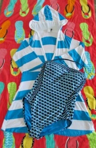 NWOT KENNETH COLE SWIM BATHING SUIT ONE PIECE LARGE 12 + COVER UP - Picture 1 of 7