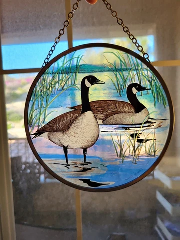 Vintage Canadian Geese Stained Glass Toronto Stained Glass 1985 Suncatcher Cover