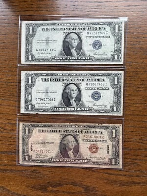 1 1935 A Hawaii $1 Silver Certificate & 2 Sequential Silver Notes Lot Of 3 Notes - Image 1 of 4
