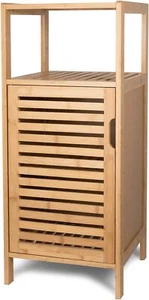 Bathroom Bamboo Storage Cabinet Freestanding Floor with Door and Shelf - Picture 1 of 7