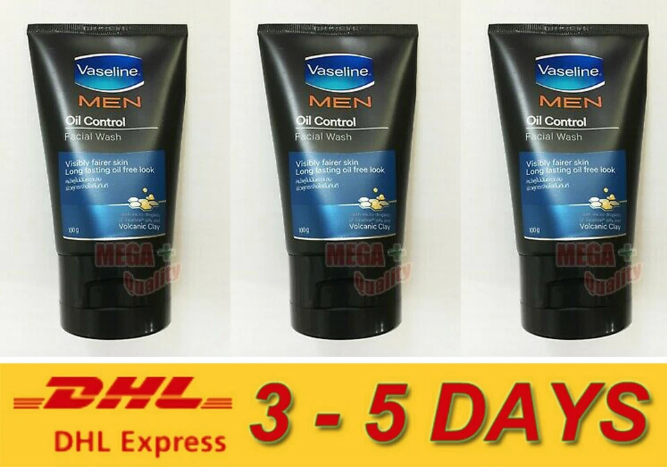 3 x Vaselina HOMBRE Aceite Control Jabón Facial para Piel Visiblemente Más Clara Larga Duración 100 g Foto 1 de 3