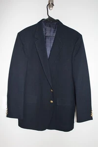 VINTAGE NAVY-BLUE SEARS GOLD METAL BUTTON BLAZER JACKET sz 42L sport coat 44L - Picture 1 of 8
