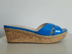 Sandali PRAD A SPORT blu neon in pelle verniciata sughero zeppa EU 38,5 I LOVE SHOES - Foto 1 di 7