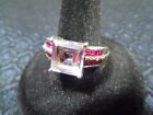 Sterling Silver Amethyst Ruby And Diamond Accent Statement Ring Size 10