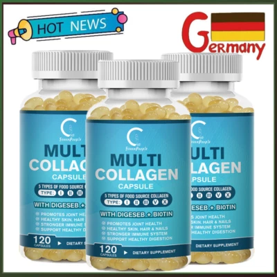MULITTEA 3Flaschen Kollagen Kapseln hochdosiert 2000mg-120 Kollagen Hyaluronsäure Kapseln