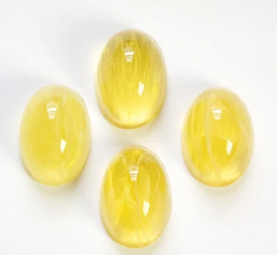 Винтажные желтые высокие купольные стеклянные кабошоны белые завитки 18x13 мм cab578Y - Изображение 1 из 2