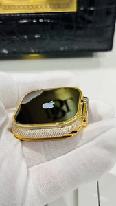 24k Gold Plated Apple Watch ULTRA 2 49mm Zirkon Diamanten Gravur 2x Armbänder - Bild 1 von 22