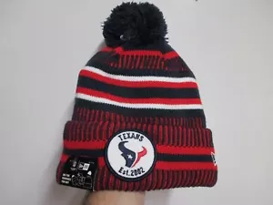 HOUSTON TEXANS (NEW ERA) MENS WINTER POM POM HAT NWT $30 3 COLOR SEWN LOGO RARE! - Picture 1 of 5