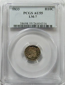 1833 Busto Cappato Mezza Dima PCGS AU-55 LM-7 - Foto 1 di 3