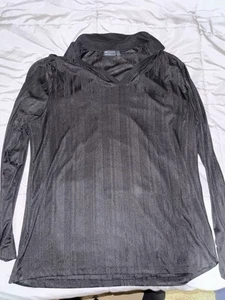 ASOS DESIGN long sleeve ribbed jersey shirt with camp collar in Black Large - Picture 1 of 2