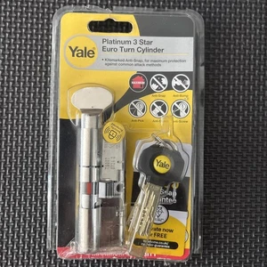 Yale Platinum 3 Star Euro Turn Cylinder Door Lock P-YS3-4040NT Nickel (L)80mm - Picture 1 of 5