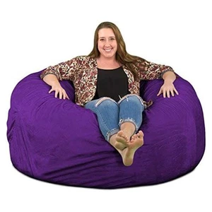 Ultimate Sack 6ft Bean Bag Chair, Oversized Indoor Comfy Lounger, Purple Suede - Picture 1 of 8