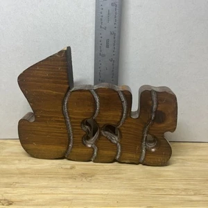 Vintage Wood Jesus Ichthys Fish Scrollsaw Art Sign Plaque Christian 6" - Picture 1 of 5