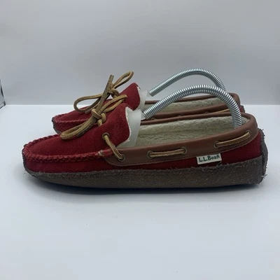 Zapatillas para mujer LL Bean rojo gamuza mocasín forradas de piel de oveja 8 M Foto 1 de 4