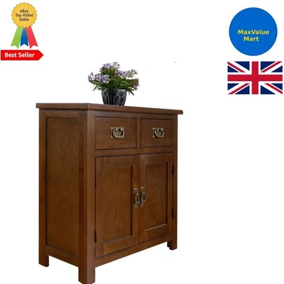 Oak Small Sideboard/2 Door 2 Drawer Mini Sideboard/Living Room Storage (Walnut) - Image 1 of 4