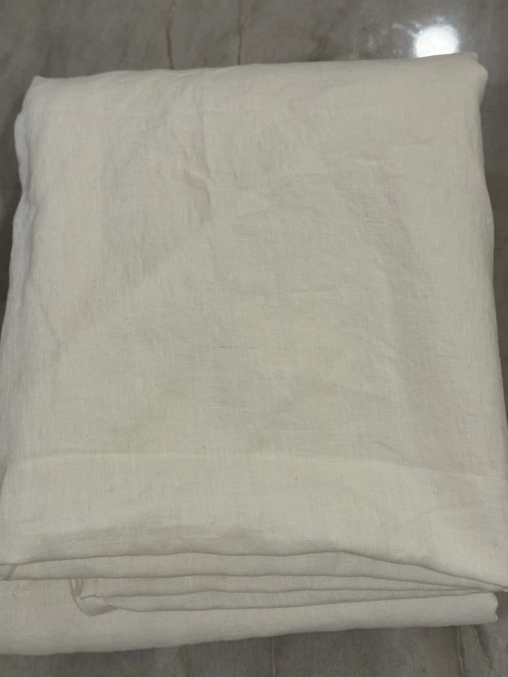 Cortina de ducha West Elm European lino algodón marfil 72 x 74 Foto 1 de 4