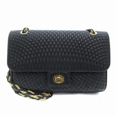 Bolso de Hombro BALLY Bolso de Mano 2WAY Correa Hain Bloqueo Giratorio Cuero Logo Acolchado Azul Marino Foto 1 de 4