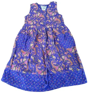 Vestido Cornelloki Vintage Niñas Talla 2 Niño Pequeño Púrpura Floral Cottage Core Plisado Foto 1 de 4