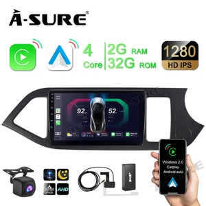 9" CarPlay Android 14 Car Stereo For Kia Picanto Morning 2011-2017 GPS DAB+CAM - Picture 1 of 16
