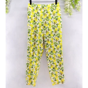 Boden Women's Danby Lemon Print Trousers Pull On Pants Sz 4R - Picture 1 of 10