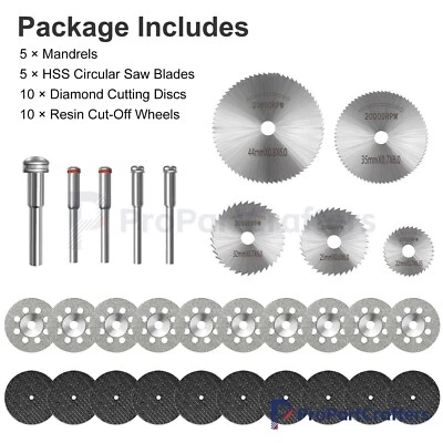 30PCS Cutting Wheel Set Drill Fit Dremel Rotary Tool Accessories w/ 1/8" Mandrel - Image 1 of 4
