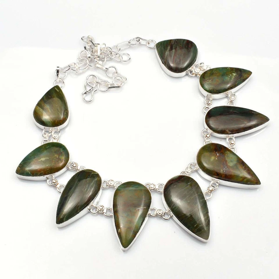 Colar grande feito à mão com pedra preciosa de jaspe larsonita 84 gms LV-1440 - Imagem 1 de 1