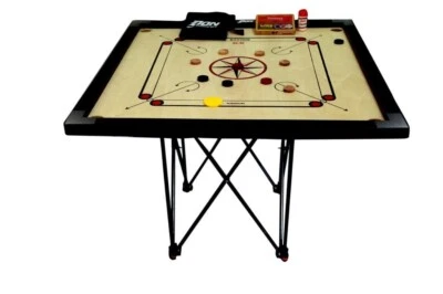Carrom Board 32"x32" Coins & Striker Set with Stand Great Quality Family Game - Image 1 of 3